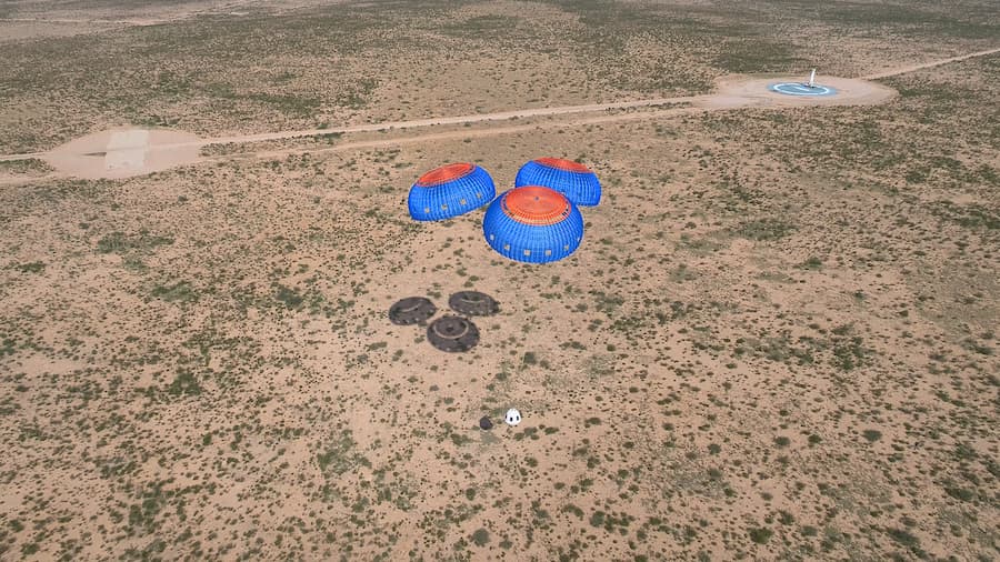 New Shepard Crew Capsule on descent after successful escape test.